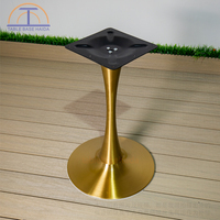 Pied de table commercial en acier inoxydable brossé or, style tulipe, pour table de café moderne