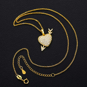 Collar con Colgante de Flecha de Cupido con Diamantes de Imitación, Color D VVS, Joyería de Diamantes de Moissanita, Chapado en Oro, Plata de Ley 925 - Product Image 3