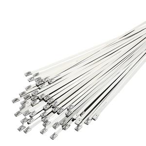 روابط كابلات من الفولاذ المقاوم للصدأ متوافقة مع معايير ROHS - 304 316 روابط كابلات معدنية غير مطلية بقفل كروي GTAI عرض 0.18 بوصة 100 قطعة/كيس - Product Image 1