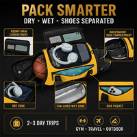 Sac à dos convertible OEM personnalisé avec compartiments pour chaussures humides et sèches et sangles cachées pour la gym, les voyages, les sorties en plein air et les escapades de week-end