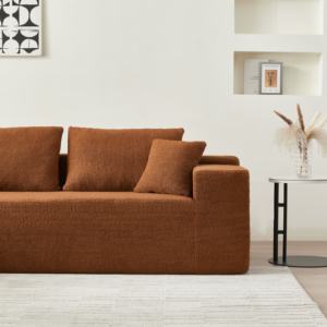 Sofá Modular en Forma de L, Tapizado en Tela de Franela Sherpa, de Tres Plazas, para Apartamento, Villa, Sala de Estar, Color Naranja - Product Image 4