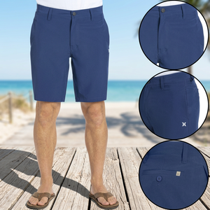 Pantalones Cortos Chino Casuales Elegantes para Hombre, Tallas Grandes, Largos, Transpirables, Antiarrugas, Cintura Elástica, Hechos de Poliéster/Spandex, Diseño Medio - Product Image 3
