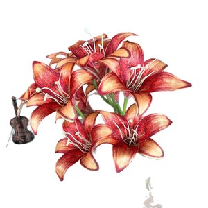 Lys artificiels en soie, 9 têtes, imperméables, pour décoration de mariage et de maison - Product Image 5