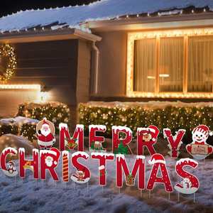 Hot Item Trending Christmas Yard Sign Set Reusable PVC Waterproof Xmas <b>for</b> Outdoor Lawn Decor with Metal <b>Stake</b> - Product Image 1