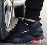 Marque travail botte mode noir anti-dérapant imperméable en cuir acier orteil chaussures de sécurité pour hommes industrie lourde