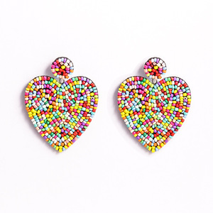 Orecchini nativi a buon mercato all'ingrosso gioielli di moda donna creativo geometrico con cuore quadrato fatto a mano Boho <span class=keywords><strong>Sead</strong></span> orecchini di perline - Product Image 4
