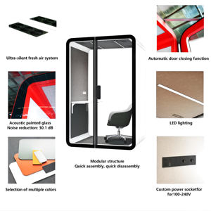 Cabine de travail insonorisée portable et mobile, cabine acoustique de bureau, cabine de confidentialité, isolation phonique pour bureau <span class=keywords><strong>à</strong></span> <span class=keywords><strong>domicile</strong></span>, étude - Product Image 4