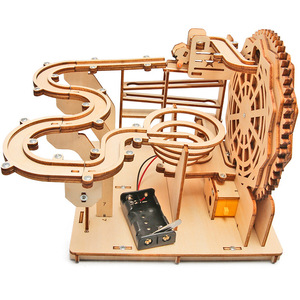<span class=keywords><strong>Puzzle</strong></span> en bois <span class=keywords><strong>3D</strong></span> découpé au laser, circuit de billes électrique, blocs de construction orbitaux, jouet d'assemblage, kit scientifique STEM pour enfants. - Product Image 2