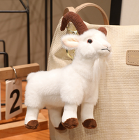 Jouet en peluche chèvre réaliste, chèvre blanche, porte-clés en peluche, jouet animal de la forêt en peluche, pendentif en peluche pour machine à griffes