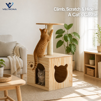 Arbre à chat en bois, condo pour chat, griffoir en sisal, tour pour chat, meubles pour chat d'intérieur, plateforme d'escalade