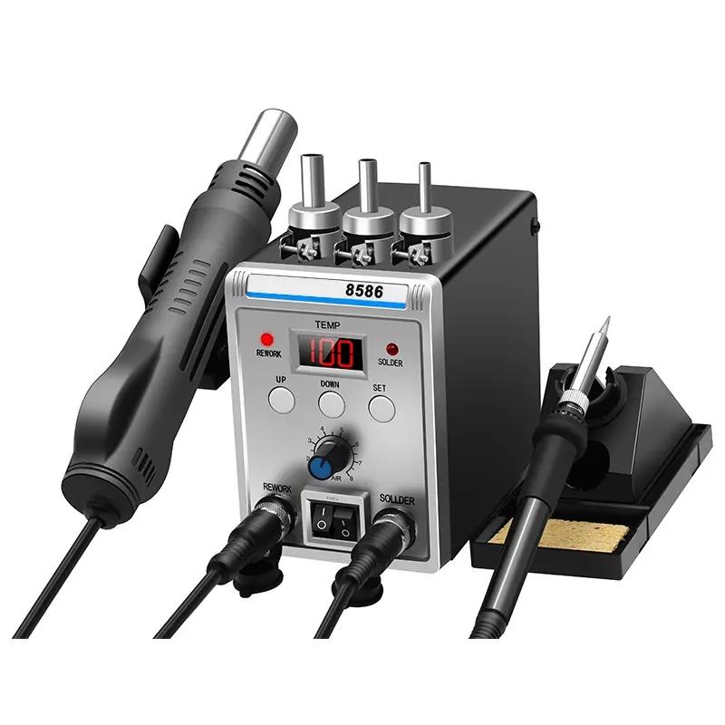8586 hot air gun soldering station 2 in 1 Digital display adjustable temperature iron soldering station