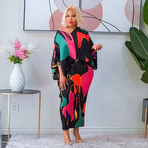 Vestidos de <span class=keywords><strong>Mujer</strong></span> 2026, Vestidos Africanos Holgados con Mangas Murciélago y Cuello en V para <span class=keywords><strong>Mujer</strong></span>, Talla Única, Vestido Maxi Floral Colorido - Product Image 4