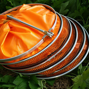 Fishing Net <b>Basket</b> With Double Handle Collapsible <b>Mesh</b> Storage Bag For Fishermen Outdoor Use Multi Purpose Orange And Red - Product Image 2