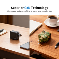 Chargeur GaN 65W 2 ports USB-C Charge rapide PD 3.0 Écologique OCP MacBook Air iPad Ordinateur portable Écouteurs Accessoires mobiles UE