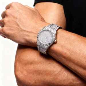 Relojes de moda y negocios para hombre y mujer, con incrustaciones completas de moissanita, mecánicos, con diamantes negros, que pasan la prueba del diamante, venta al por mayor. - Product Image 6