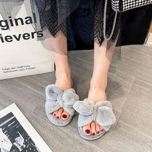 Chaussons d'hiver pour femmes 2025 Nouveaux modèles à nœud en TPR et peluche - Product Image 3