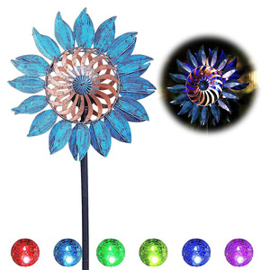 2026 toptan bahçe malzemeleri antika rustik bakır bahçe renkli Lotus çiçek rüzgar Spinners fırıldak Metal rüzgar Spinner - Product Image 5