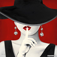 Décoration murale Glamorous Lady en noir et blanc avec accent rouge, impression haute définition, décoration murale pour salon, chambre à coucher, facile à accrocher