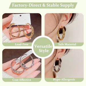 Pendientes de Aro Circulares en Espiral de Acero Inoxidable con Baño de Oro de 18k, Hipoalergénicos, Elegantes y Modernos para Mujer - Product Image 2