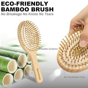 Wholesale <strong>Customizable</strong> Logo Massage <strong>Comb</strong> Natural Self-Cleaning Bamboo Paddle Hairbrush Wooden <strong>Comb</strong> - Product Image 3