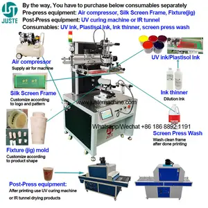 라운드 병 실크 스크린 인쇄 기계 스크린 프린터 화장품 유리 플라스틱 튜브 물 종이 커피 컵