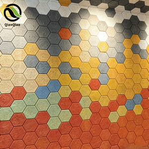 Panel Acústico Decorativo de Lana de Madera Hexagonal Personalizado QQ, Arte Mural 3D Insonorizante para Diseño Moderno de Oficinas, Cafeterías y Estudios - Product Image 3