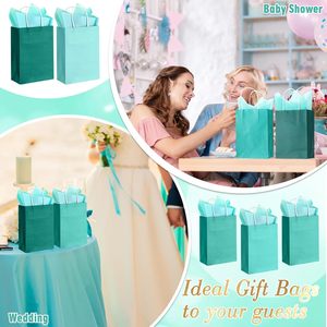 Sacchetti Regalo in Carta Kraft Biodegradabile Ecologica Blu <span class=keywords><strong>Teal</strong></span> Personalizzati con Manici, Vendita all'Ingrosso - Product Image 6