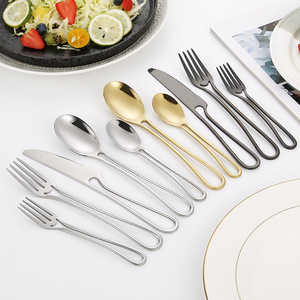 Sáng Tạo cross-gương thép không gỉ Flatware Set rỗng xử lý bao gồm bít tết dao nĩa dùng một lần cho khách sạn nhà hàng - Product Image 1
