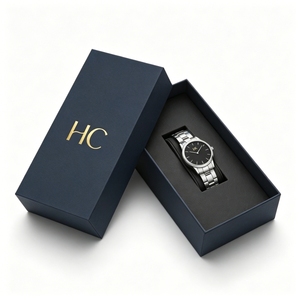 Eco Friendly <b>Paper</b> Watch Box Lid and Base Rigid Cardboard Gift Box Custom Printed Luxury Watch Packaging Factory - Product Image 4