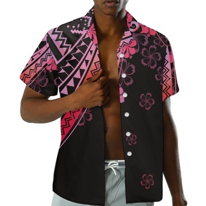 Ultima stampa personalizzata camicia da uomo Casual rosa Samoa polinesiano stampa tribale camicie firmate per gli uomini 2024 all'ingrosso oversize formale - Product Image 4