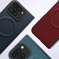 Casing Magnetik untuk Google Pixel 11 10 9 Pro Lipat, Kulit Polos Tekstur Serat Karbon, Penutup Pengisian Daya Nirkabel, Pelindung Anti Benturan