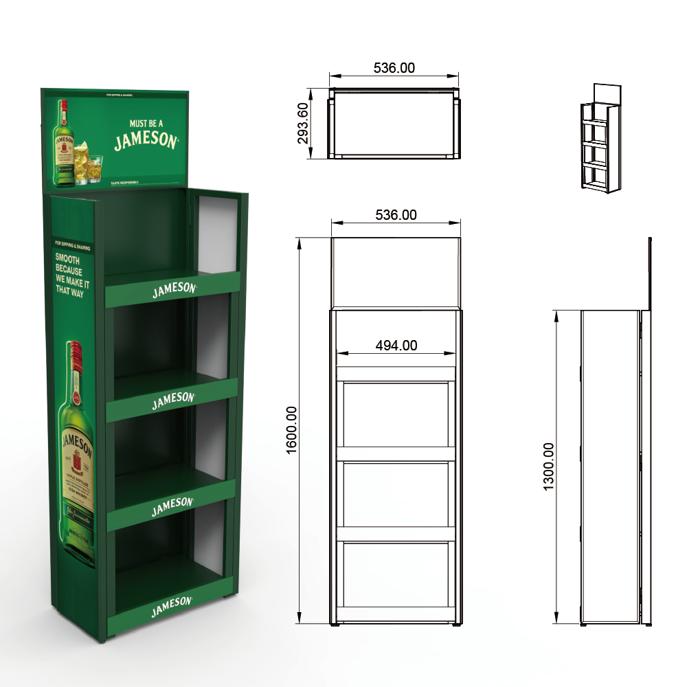 Custom Wine Display Rack 48 Bottles 4-Tier Metal Liquor Merchandiser Knock Down Folding Floor Display Stand for Liquor Store — view 4