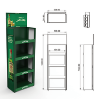 Présentoir à vin personnalisé pour 48 bouteilles, présentoir à liqueur en métal à 4 niveaux, présentoir pliable à poser au sol pour magasin de spiritueux