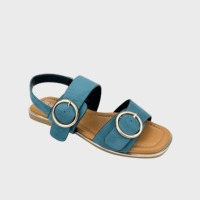 Sandales d'été tendance à bout ouvert en daim respirant, sandales plates à boucle réglable pour femmes et dames