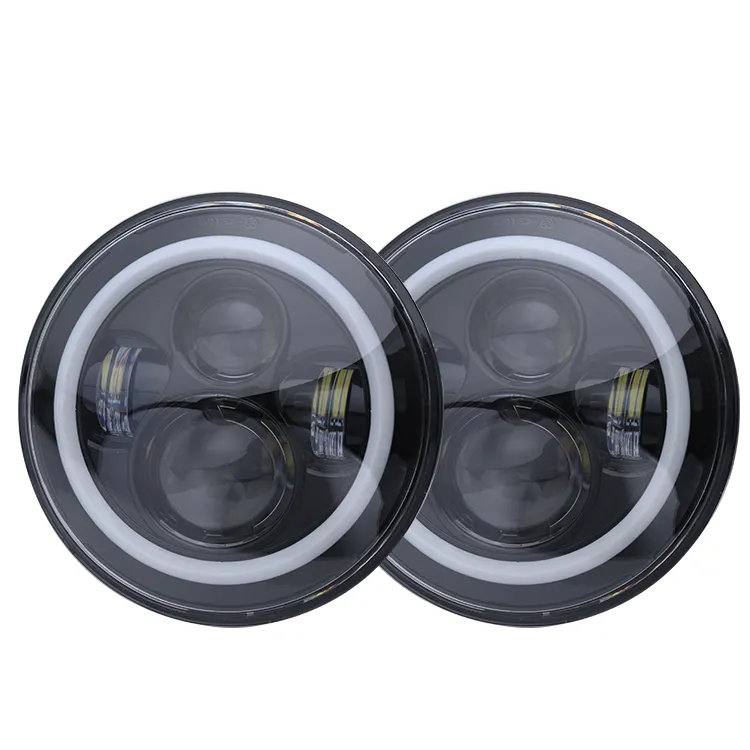 LOYO 7" Round Led Headlight classic mini halo lights for Austin mini car headlight 12v 24v with Halo ring