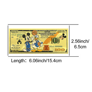 Ensemble de billets de banque en feuille d'or sur le thème de la souris de dessin animé classique, plaqué or 24 carats, carte de vœux souvenir en PVC étanche, cadeau fantaisie pour collection - Product Image 4