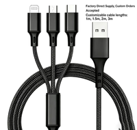 Kabel Data Ponsel Multi-Fungsi Lima-dalam-Satu dengan Konektor USB-A USB-C untuk Ponsel, Kompatibel untuk Android