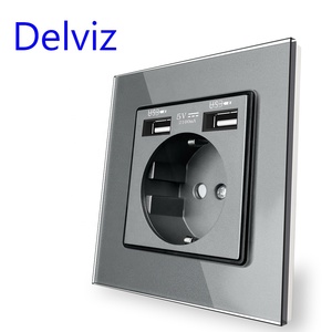 Delviz Europäische Steckdose, Gehärtetes Kristallglas-Panel, 5V Ladeanschluss, 16A Netzstecker EU-Standard <span class=keywords><strong>USB</strong></span>-Wandsteckdose - Product Image 4