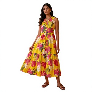 2023 New Arrivals Summer Eco-Friendly Women's Casual Bohemian Floral Floor-Length V-neck Sleeveless Dress <b>Tie</b> Dye Gypsy Chic - Product Image 1