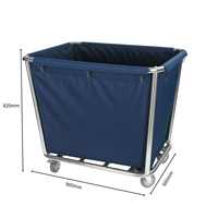 Chariot de nettoyage en toile d'acier inoxydable de haute qualité de conception moderne 4 roulettes pivotantes logo personnalisable pour le linge de blanchisserie d'hôtel