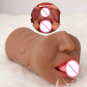 3-in-1 Realistischer Mund Pocket Pussy Oral Anal Masturbator für Männer Braun Erotikspielzeug TPE Künstliche Vagina - Product Image 4