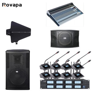 Système de Conférence Audiovisuel 20+4 Canaux 4 Groupes avec Amplificateur de Signal Microphone et Haut-parleur Suspendu - Product Image 1