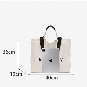 Custom Logo Heavy Duty Dual Handle Canvas Tote With Bottom Gusset Large Capacity <b>Reusable</b> Two-Way Shoulder <b>Bag</b> - Product Image 3