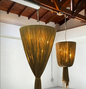 Luckygoods Suspension Bohème à Pampilles en Corde, Lustre en Tissu Tressé Fait Main pour la Décoration de Restaurants, Cafés et Halls d'Hôtels - Product Image 3