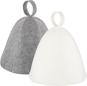 Logo Felt <b>Bucket</b> Wool Felt Sauna Hat <b>White</b> 100% Organic Wool Felt Hats Without Stitches for Hotels - Product Image 2