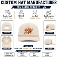 Casquette Snapback personnalisée à 5 panneaux en velours côtelé beige avec broderie 3D, visière plate, style vintage, pour le golf et le streetwear (OEM/ODM)