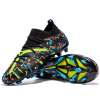 Chaussures de football professionnelles unisexes pour hommes et enfants, semelle TPU, motif graffiti, chaussettes montantes, entraînement FG TF, crampons de football d'extérieur