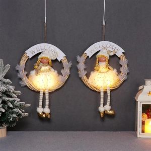 Adorable Guirlande de Noël Lumineuse Fille (Lot de 2) – Décoration Hivernale Faite Main en Peluche avec Cônes de Pin et Écharpe - Product Image 1