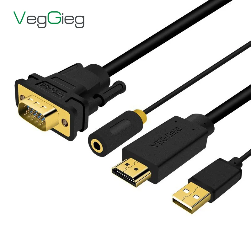 HDMI VGA адаптер HDMI штекер к VGA штекер 1080P конвертер аудио видео конвертер HDMI кабель