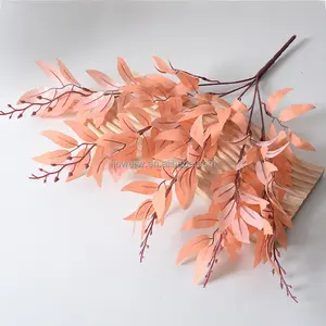 Hojas de simulación de <span class=keywords><strong>sauce</strong></span> de 5 ramas para arreglos florales DIY, para fabricantes de decoración de escenas de bodas - Product Image 1